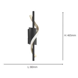 Eglo Conaprato LED Wall Light Black & Brushed Brass 8.8W 1050lm