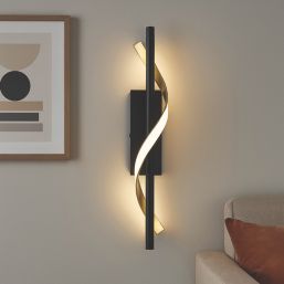 Eglo Conaprato LED Wall Light Black & Brushed Brass 8.8W 1050lm
