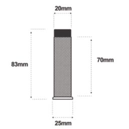 Eclipse Cylindrical Knurled Wall Mounted Projection Door Stop 20 x 83mm Satin Stainless Steel