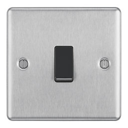 LAP  20A 16AX 1-Gang 2-Way Light Switch  Brushed Stainless Steel with Black Inserts