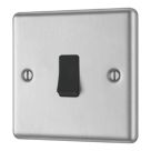 LAP  20A 16AX 1-Gang 2-Way Light Switch  Brushed Stainless Steel with Black Inserts