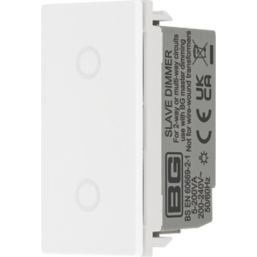British General Slave 2-Way LED Modular Dimmer Switch Pearlescent White with White Inserts