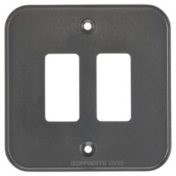 Knightsbridge  2-Module Grid Metal Clad Faceplate Black