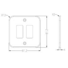 Knightsbridge  2-Module Grid Metal Clad Faceplate Black