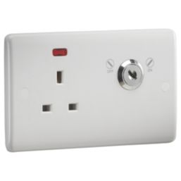 Knightsbridge Curved Edge 13A Key Switch 1-Gang DP Switched Socket White