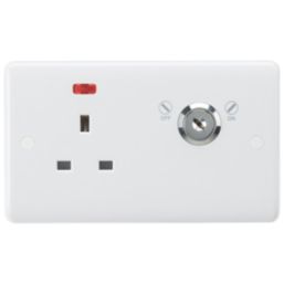 Knightsbridge Curved Edge 13A Key Switch 1-Gang DP Switched Socket White