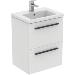 Ideal Standard i.life S Wall Hung Vanity Unit with Black Handles & Basin Matt White 500mm x 375mm x 665mm