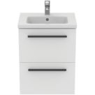 Ideal Standard i.life S Wall Hung Vanity Unit with Black Handles & Basin Matt White 500mm x 375mm x 665mm