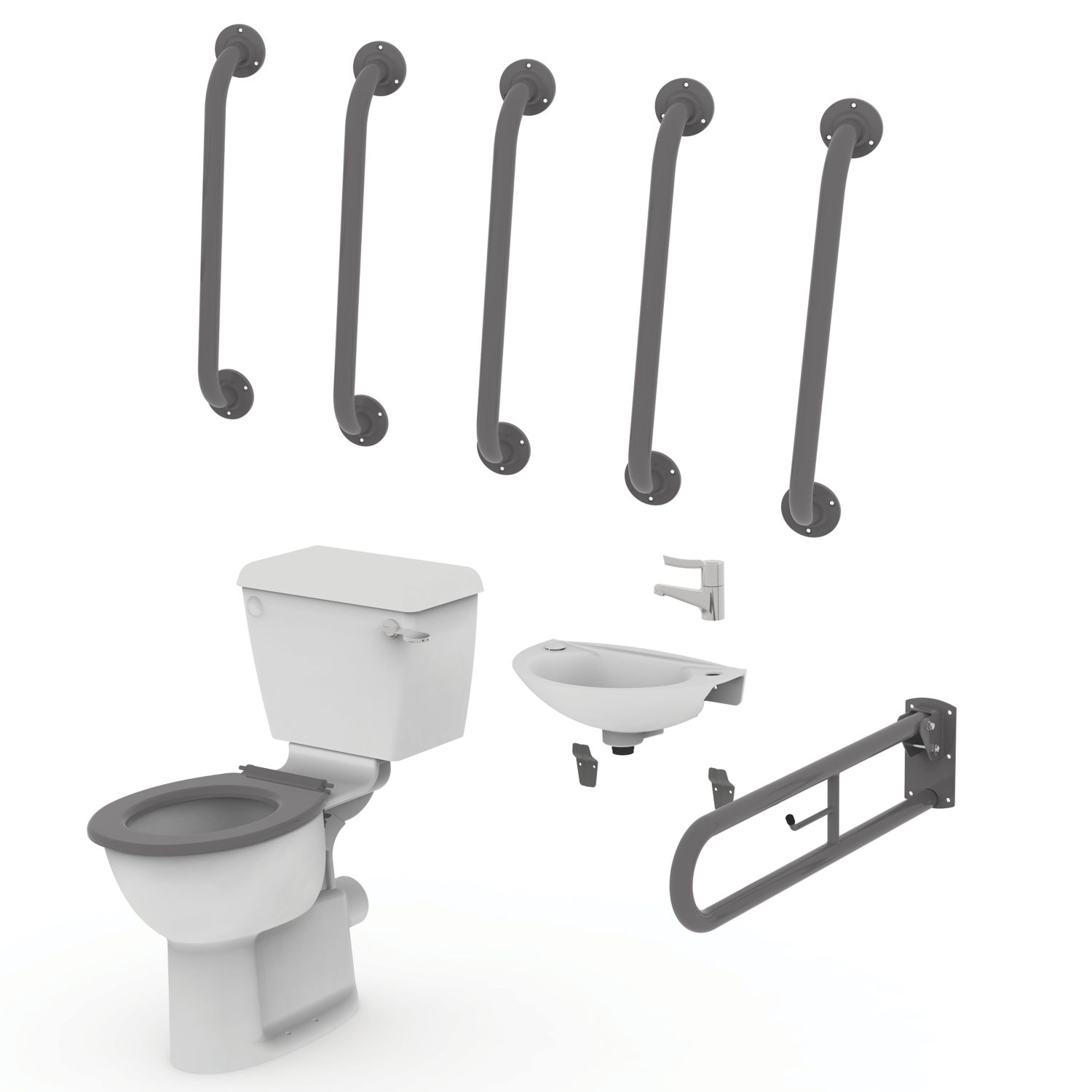 Nymas Doc M Close-Coupled Toilet Pack Grey 13 Piece Set (510JM)