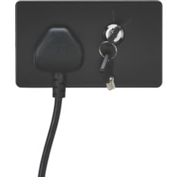Knightsbridge  13A Key Switch 1-Gang DP Switched Socket Matt Black with Black Inserts