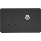 Knightsbridge  13A Key Switch 1-Gang DP Switched Socket Matt Black with Black Inserts