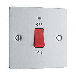 LAP  45A 1-Gang DP Cooker Switch Brushed Stainless Steel with LED