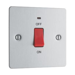 LAP  45A 1-Gang DP Cooker Switch Brushed Stainless Steel with LED