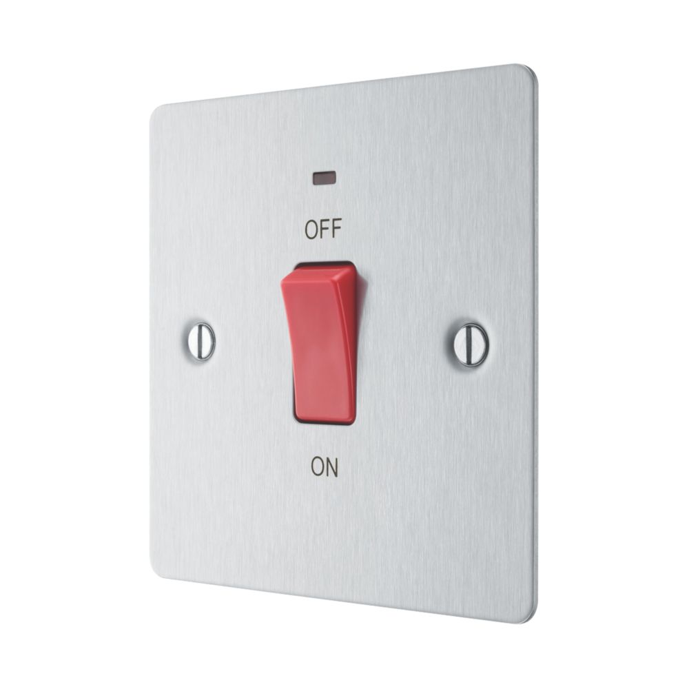 LAP 45A 1-Gang DP Cooker Switch Brushed Stainless Steel with LED ...
