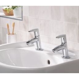 Bristan Orta Chrome 120mm Cloakroom Lever 2 Tap Holes Basin Pillar Tap