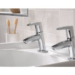 Bristan Orta Chrome 120mm Cloakroom Lever 2 Tap Holes Basin Pillar Tap