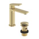 Bristan Frammento Brushed Brass 170mm Standard Lever Mono Basin Mixer Tap  With Clicker Waste