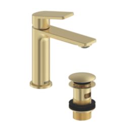 Bristan Frammento Brushed Brass 170mm Standard Lever Mono Basin Mixer Tap  With Clicker Waste