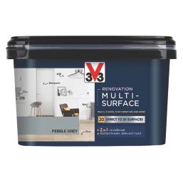 V33 2Ltr Pebble Grey Satin Acrylic Multi Surface Paint