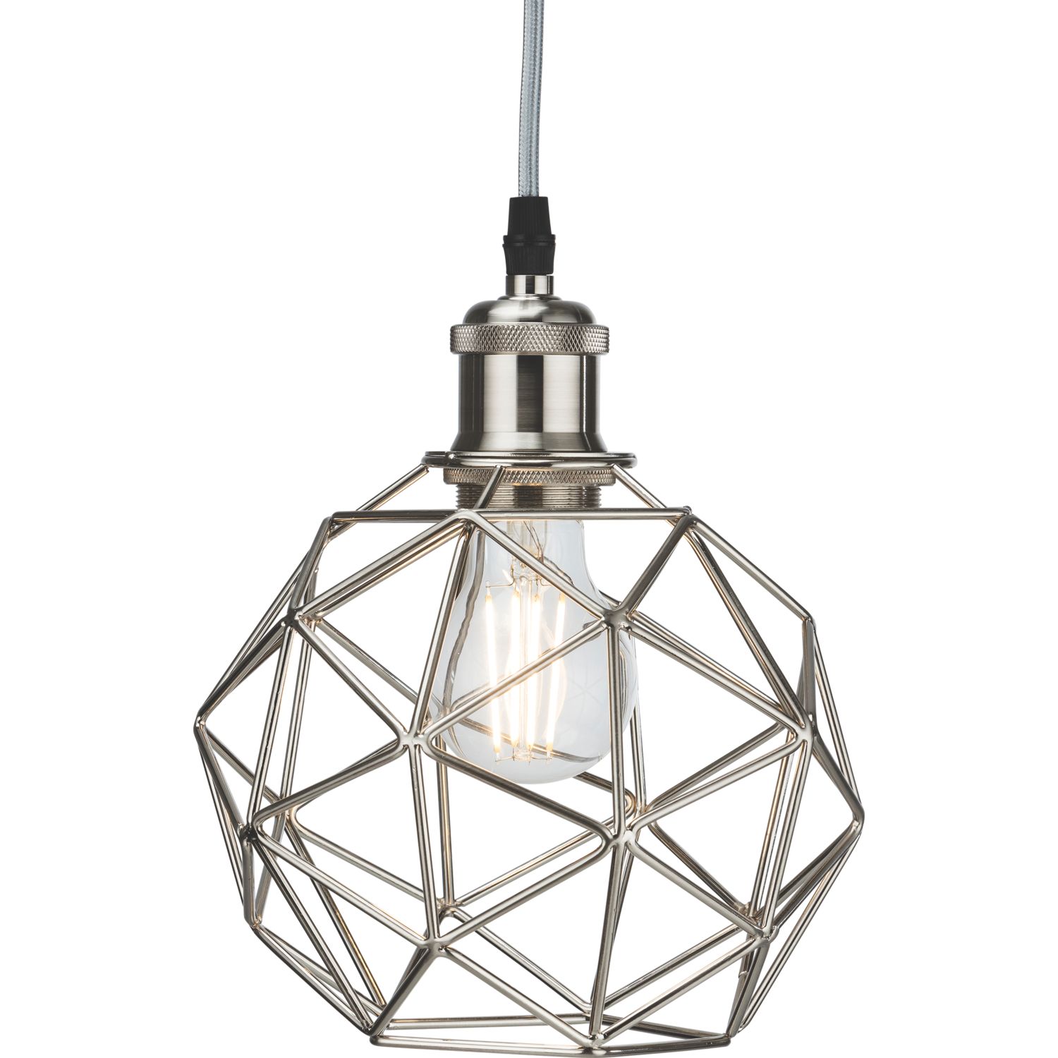 Knightsbridge Brushed Chrome Steel Geometric-Shaped Pendant Cage (511GE)