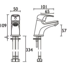 Bristan Cadet Chrome 109mm Cloakroom Lever Mono Basin Mixer Tap  With Clicker Waste