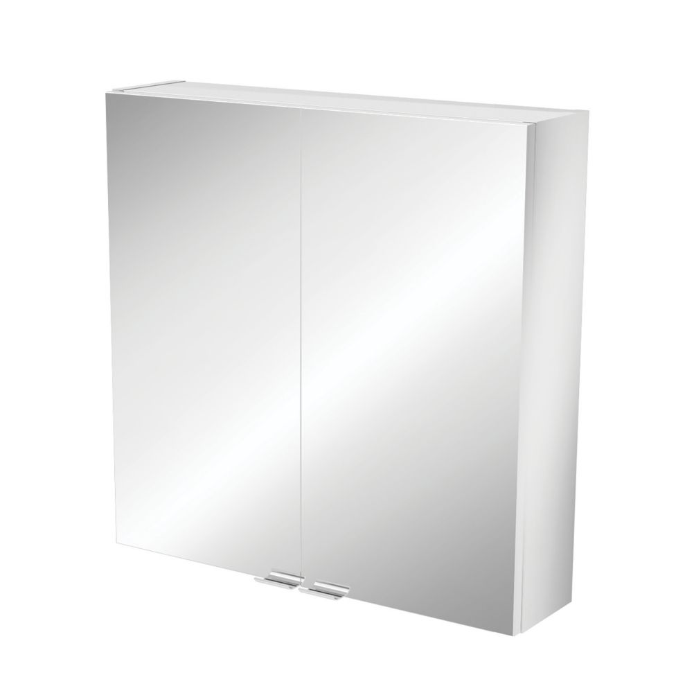 Imandra Bathroom Mirror Cabinet Silver Gloss 600mm x 150mm x 600mm - Screwfix