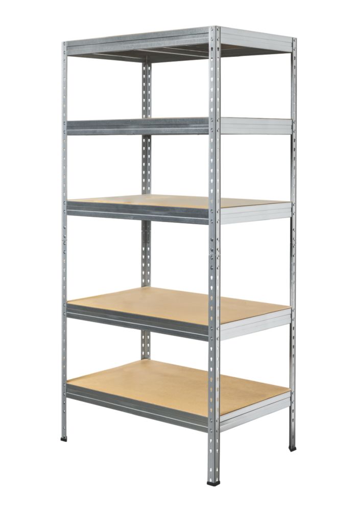 5Tier Galvanised Steel Rivet Shelving Unit 900mm x 600mm x 1800mm Screwfix