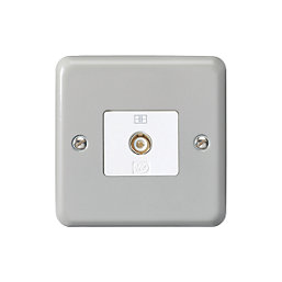 MK Contoura 1-Gang Coaxial TV / FM Socket Grey with White Inserts