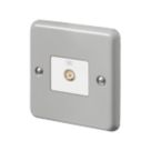 MK Contoura 1-Gang Coaxial TV / FM Socket Grey with White Inserts