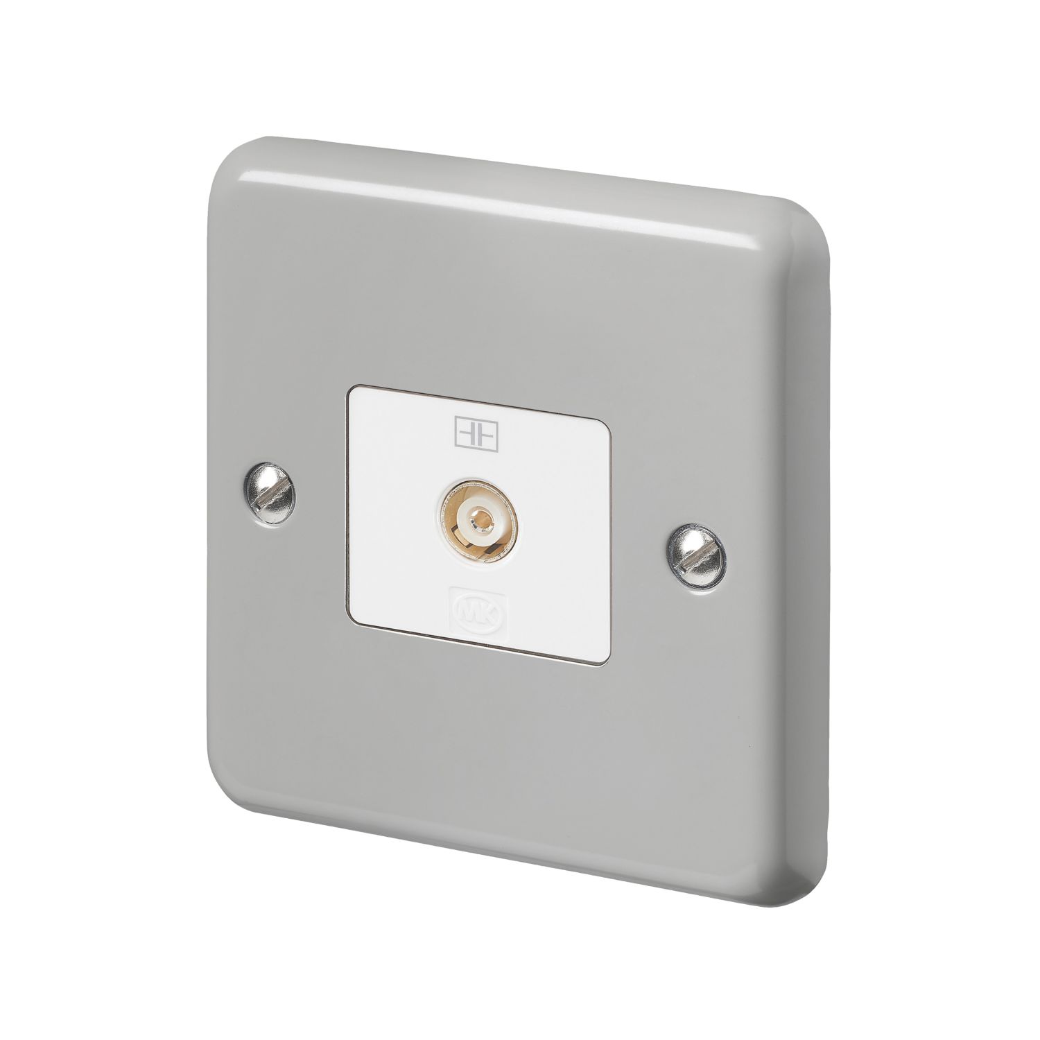 MK Contoura 1-Gang Coaxial TV / FM Socket Grey with White Inserts (511RG)