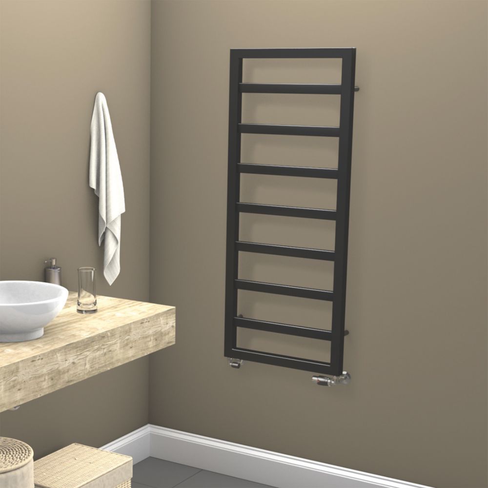Towelrads Kensington Designer Towel Radiator 1300mm x 530mm Black 1676BTU -  Screwfix