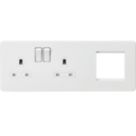 Knightsbridge  13A 2-Gang DP Combination Plate Matt White with White Inserts