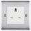 British General Nexus Metal 13A 1-Gang Unswitched Socket Brushed Steel with White Inserts