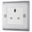 British General Nexus Metal 13A 1-Gang Unswitched Socket Brushed Steel with White Inserts