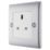 British General Nexus Metal 13A 1-Gang Unswitched Socket Brushed Steel with White Inserts