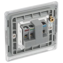 British General Nexus Metal 13A 1-Gang Unswitched Socket Brushed Steel with White Inserts