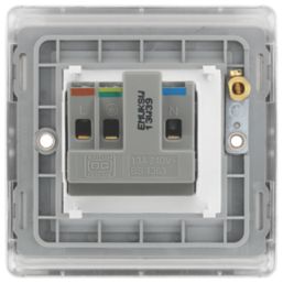 British General Nexus Metal 13A 1-Gang Unswitched Socket Brushed Steel with White Inserts