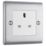 British General Nexus Metal 13A 1-Gang Unswitched Socket Brushed Steel with White Inserts