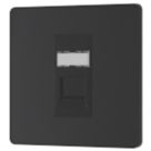 British General Evolve 1-Gang RJ45 Ethernet Socket Matt Black with Black Inserts