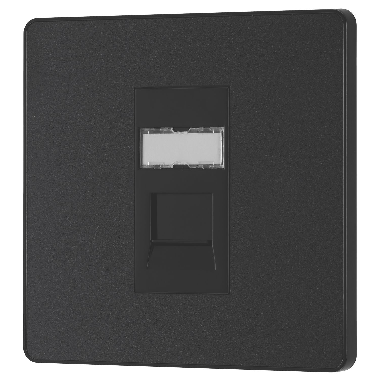 British General Evolve 1-Gang RJ45 Ethernet Socket Matt Black with Black Inserts (511XG)