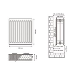Flomasta 700mm x 600mm 3955BTU White Type 22 Convector Radiator