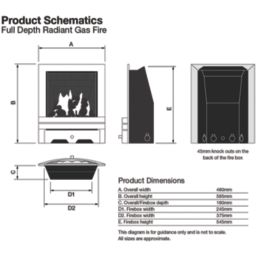 Focal Point Soho Chrome Rotary Control Inset Gas Full Depth Fire 485mm x 180mm x 596mm