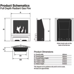 Focal Point Soho Chrome Slide Control Inset Gas Full Depth Fire 485mm x 180mm x 596mm