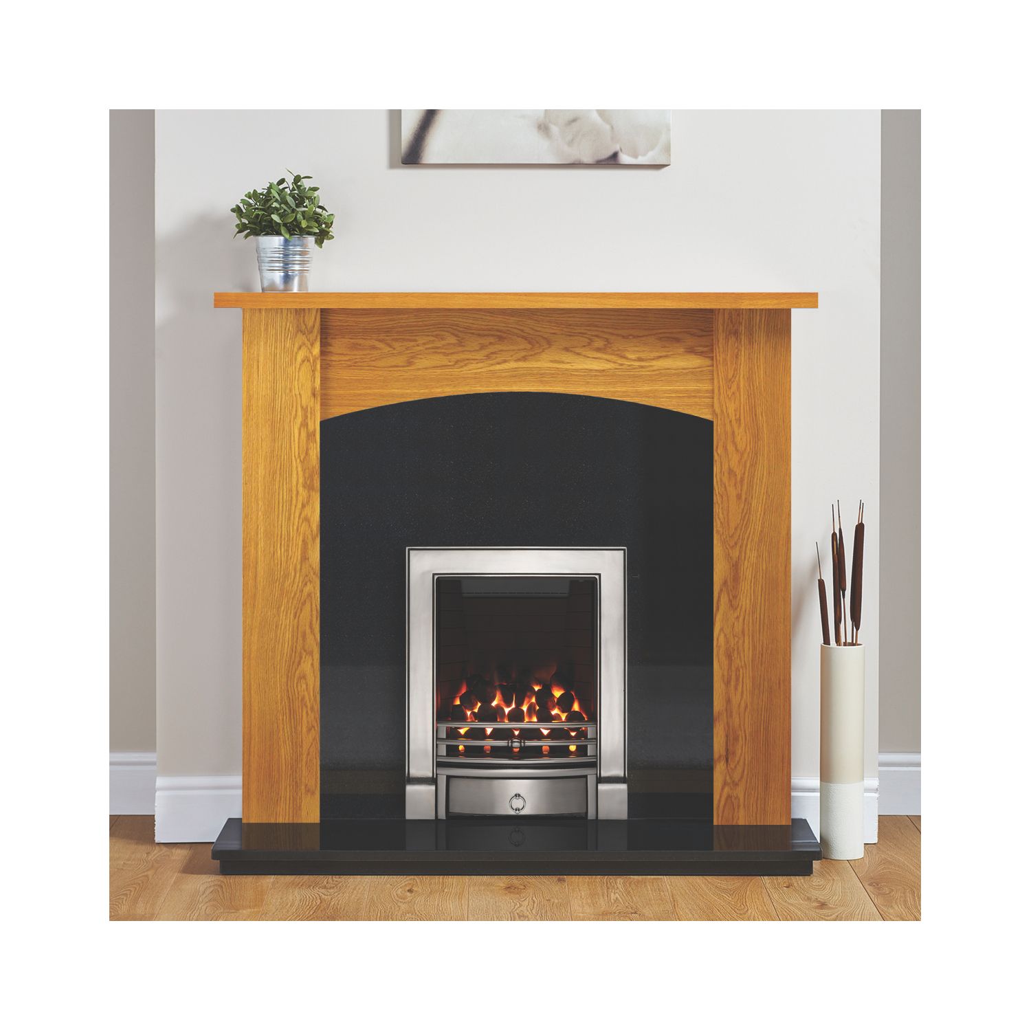 Focal Point Soho Chrome Slide Control Inset Gas Full Depth Fire 485mm x 180mm x 596mm (51222)