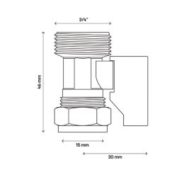 Flomasta Compression Washing Machine Valve Without Check Valve 15mm x 3/4"