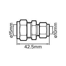 Flomasta  Brass Compression Reducing Coupler 15mm x 10mm