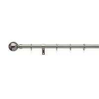 Universal Metal Extendable Curtain Pole Satin Steel 19mm x 1800-3200mm