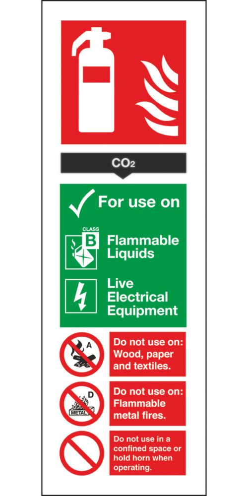 Non Photoluminescent CO² Extinguisher ID Signs 300 x 100mm 100 Pack ...