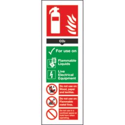 Essentials  Non Photoluminescent CO² Extinguisher ID Signs 300mm x 100mm 100 Pack