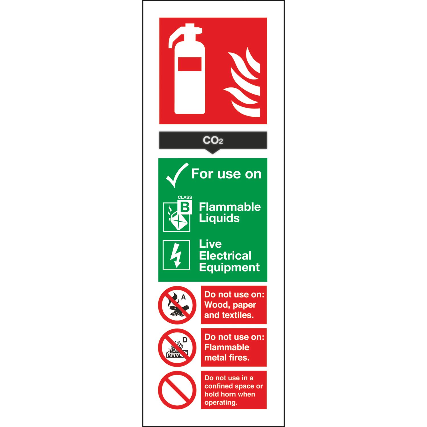 Essentials Non Photoluminescent CO² Extinguisher ID Signs 300mm x 100mm 100 Pack (51252)